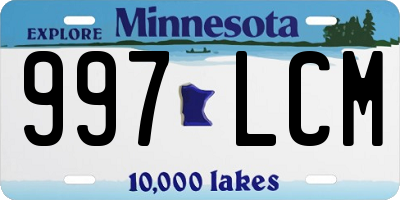 MN license plate 997LCM