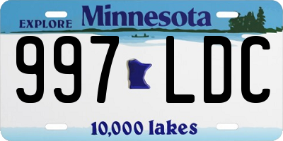 MN license plate 997LDC