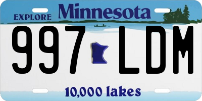 MN license plate 997LDM