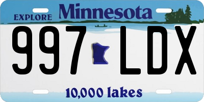 MN license plate 997LDX