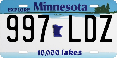 MN license plate 997LDZ