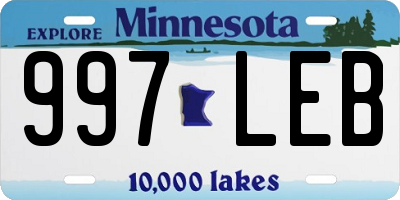MN license plate 997LEB