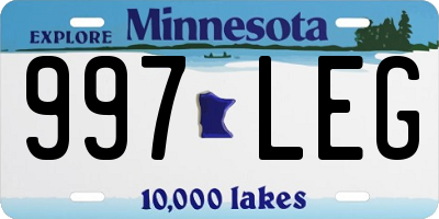 MN license plate 997LEG