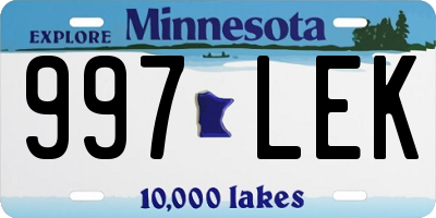 MN license plate 997LEK