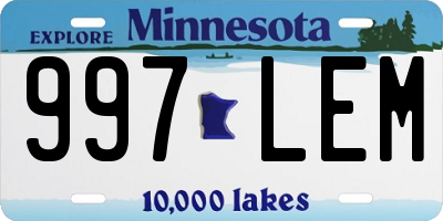 MN license plate 997LEM