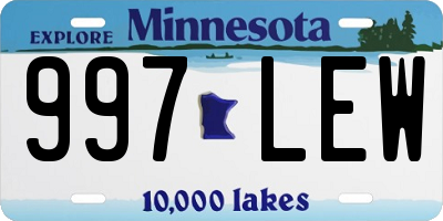 MN license plate 997LEW