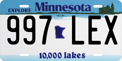 MN license plate 997LEX