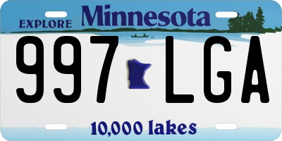 MN license plate 997LGA