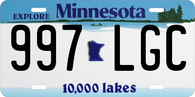 MN license plate 997LGC