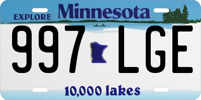 MN license plate 997LGE