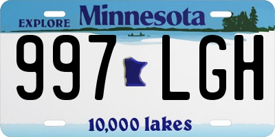 MN license plate 997LGH