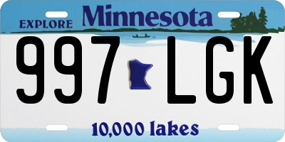 MN license plate 997LGK