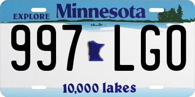 MN license plate 997LGO