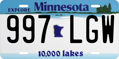 MN license plate 997LGW
