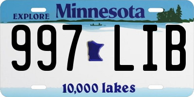 MN license plate 997LIB