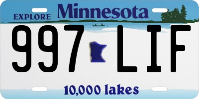 MN license plate 997LIF
