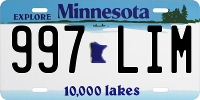 MN license plate 997LIM