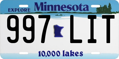 MN license plate 997LIT