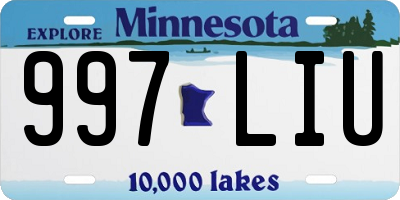 MN license plate 997LIU
