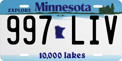 MN license plate 997LIV