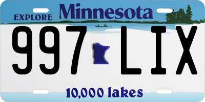MN license plate 997LIX