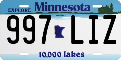 MN license plate 997LIZ