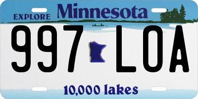 MN license plate 997LOA