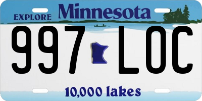 MN license plate 997LOC