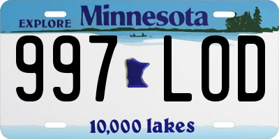 MN license plate 997LOD