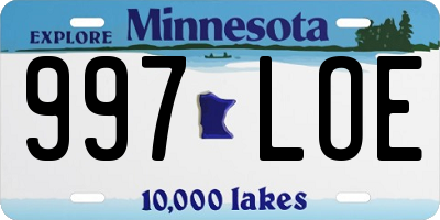 MN license plate 997LOE