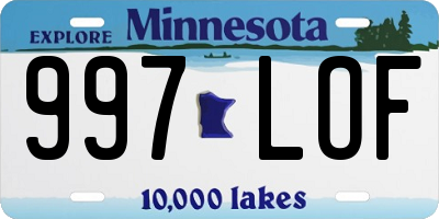 MN license plate 997LOF