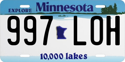 MN license plate 997LOH