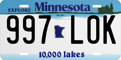 MN license plate 997LOK