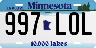 MN license plate 997LOL
