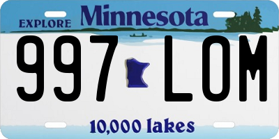 MN license plate 997LOM