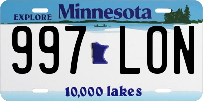 MN license plate 997LON