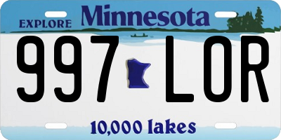 MN license plate 997LOR