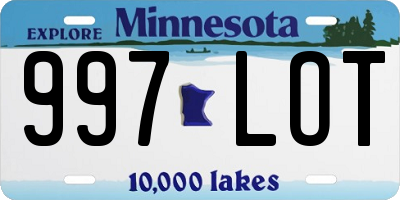 MN license plate 997LOT