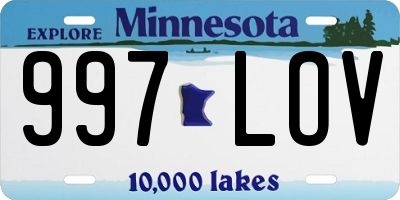 MN license plate 997LOV