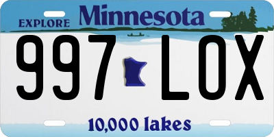 MN license plate 997LOX