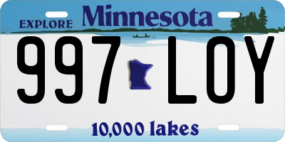 MN license plate 997LOY