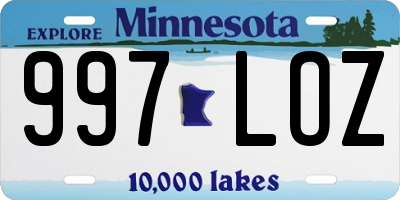 MN license plate 997LOZ