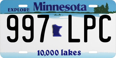 MN license plate 997LPC