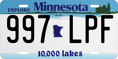 MN license plate 997LPF