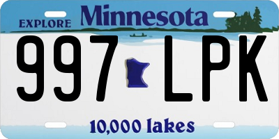 MN license plate 997LPK