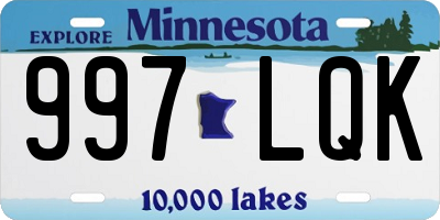 MN license plate 997LQK
