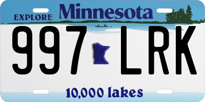 MN license plate 997LRK