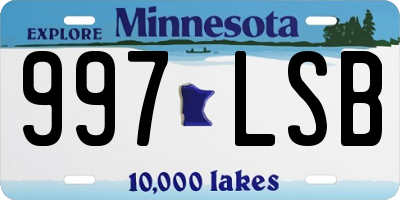 MN license plate 997LSB