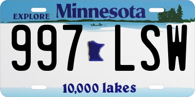 MN license plate 997LSW
