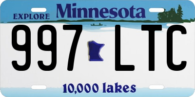 MN license plate 997LTC